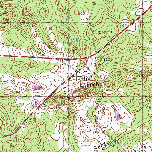 Topographic Map of Talbot County Fire Department Oneal Station, GA