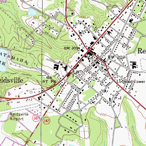 Topographic Map of Reidsville Fire Department, GA