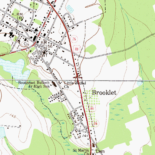 Topographic Map of Brooklet Volunteer Fire Department, GA