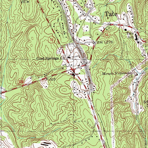 Topographic Map of Pickens County Fire and Rescue Department Station 2, GA