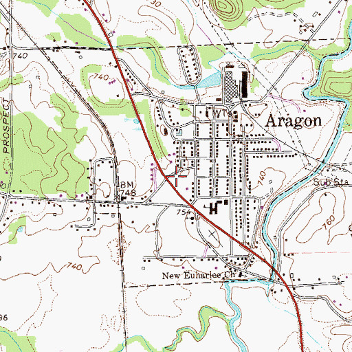 Topographic Map of Aragon City Fire Department, GA