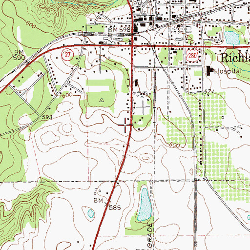 Topographic Map of Richland Volunteer Fire Department, GA