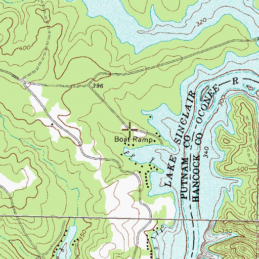 Topographic Map of Putnam County Fire Rescue Department Station 5, GA
