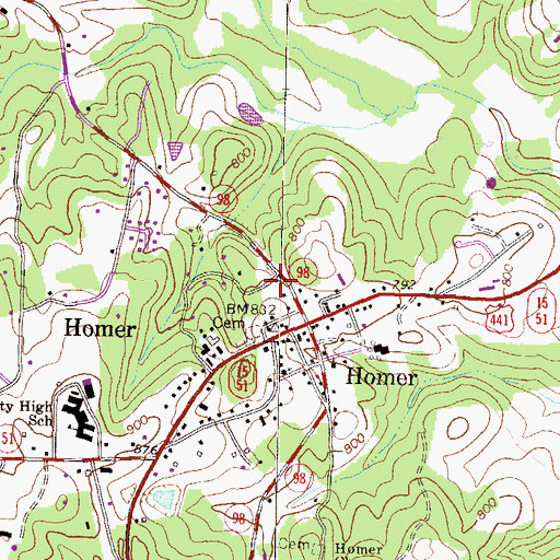 Topographic Map of Banks County Fire and Emergency Medical Services Station 220, GA