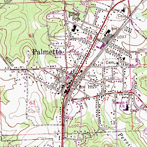 Topographic Map of Palmetto Fire Department Station 31, GA