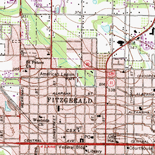 Topographic Map of Ben Hill County Volunteer Fire Department Station 3, GA