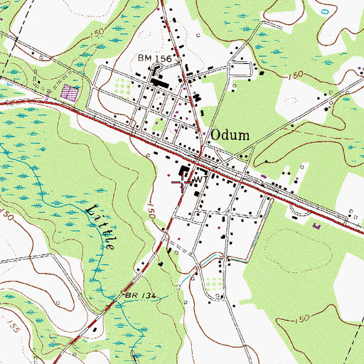 Topographic Map of Odum Volunteer Fire Department, GA