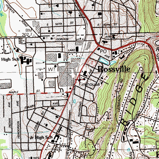 Topographic Map of Rossville Fire Department, GA
