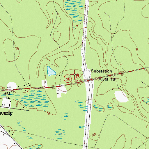 Topographic Map of Camden County Fire Rescue Station 17, GA