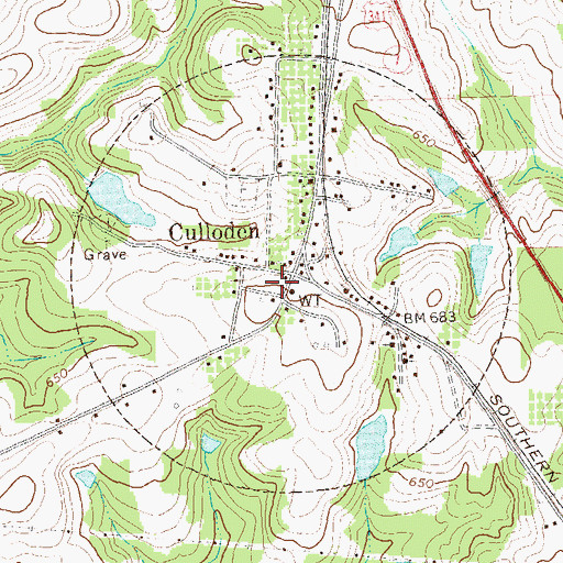 Topographic Map of Monroe County Fire Department Station 5, GA