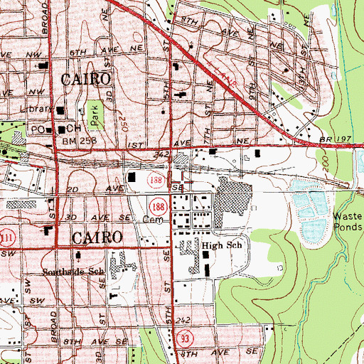 Topographic Map of Cairo Fire Department, GA