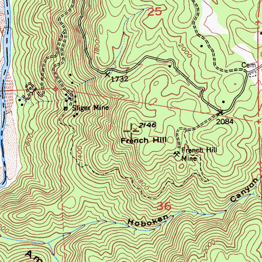 Topographic Map of French Hill, CA