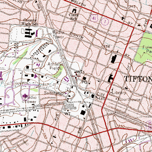 Topographic Map of Tifton Fire Department, GA