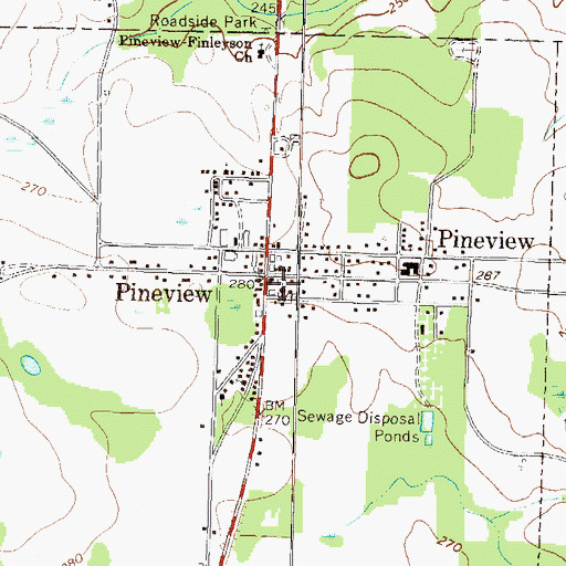 Topographic Map of Pineview Volunteer Fire Department, GA