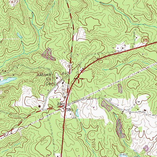 Topographic Map of Antioch Volunteer Fire Department Station 1, GA