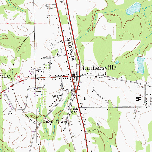 Topographic Map of Luthersville Fire Department, GA