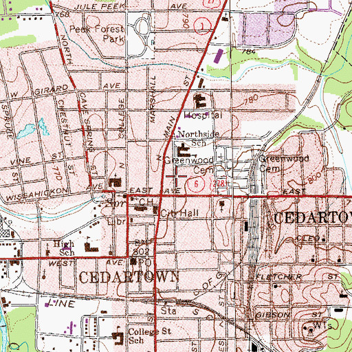 Topographic Map of Cedartown Fire Department, GA