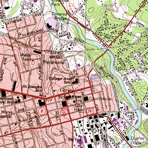 Topographic Map of Athens - Clarke County Fire Department Station 1, GA