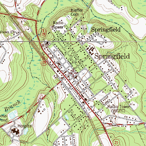Topographic Map of Springfield Volunteer Fire Department, GA