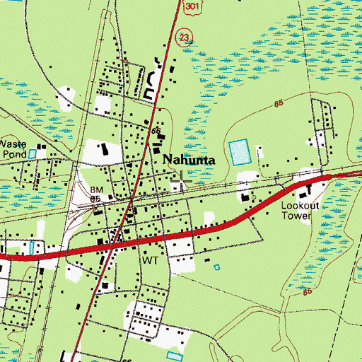 Topographic Map of Nahunta Volunteer Fire Department, GA