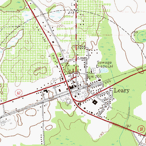 Topographic Map of Leary Volunteer Fire Department, GA