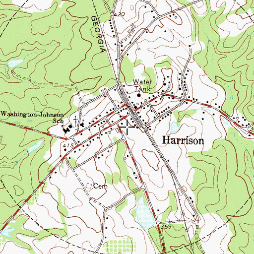 Topographic Map of Harrison Volunteer Fire Department, GA