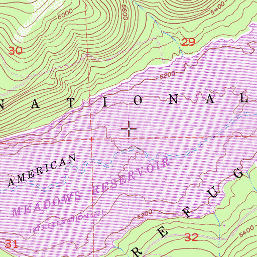 Topographic Map of French Meadows Reservoir, CA