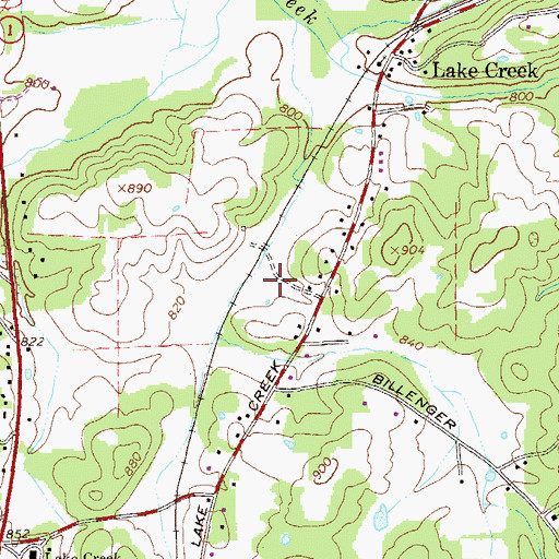 Topographic Map of Polk County Fire Department Lake Creek Station, GA