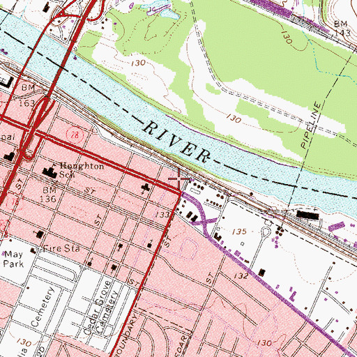 Topographic Map of Augusta Fire Department Station 1, GA