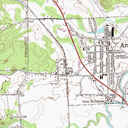 Topographic Map of Polk County Fire Department Aragon Station, GA