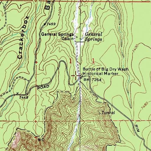 Topographic Map of Battle of Big Dry Wash Historical Marker, AZ