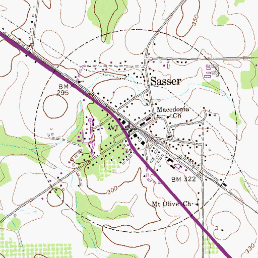 Topographic Map of Terrell County Fire and Rescue Station 2, GA