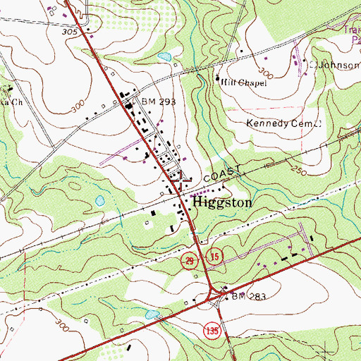 Topographic Map of Higgston Volunteer Fire Department, GA
