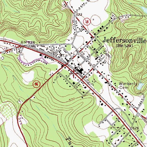 Topographic Map of Jeffersonville Volunteer Fire Department, GA