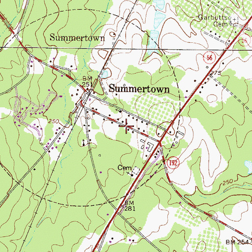 Topographic Map of Emanuel County Volunteer Fire Department Summertown Station, GA