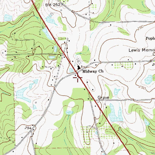 Topographic Map of Grady County Volunteer Fire Department Midway Station, GA