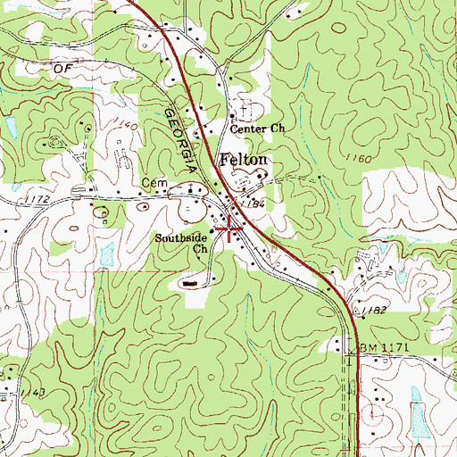 Topographic Map of Haralson County Fire Department Station 11, GA