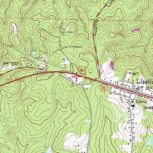 Topographic Map of Macon - Bibb County Fire Department Station 105, GA