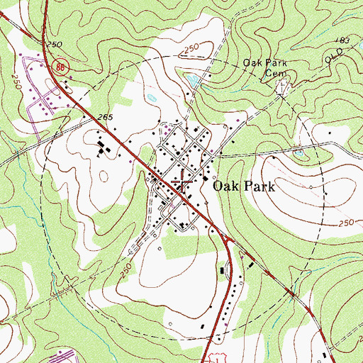 Topographic Map of Oak Park City Fire Department, GA