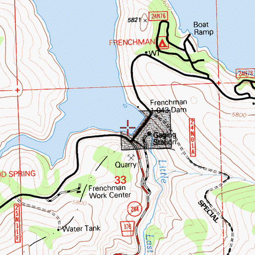 Topographic Map of Frenchman Dam, CA