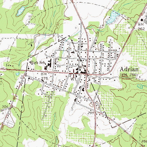 Topographic Map of Emanuel County Volunteer Fire Department Adrian Station, GA