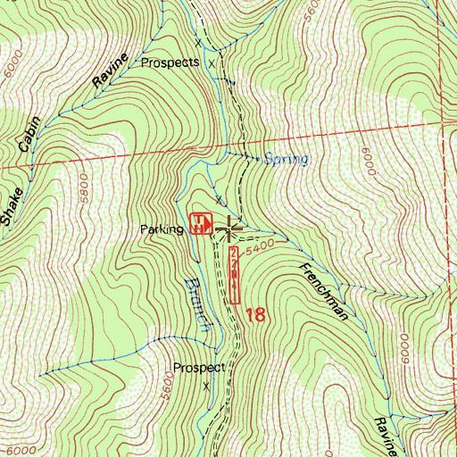 Topographic Map of Frenchman Ravine, CA