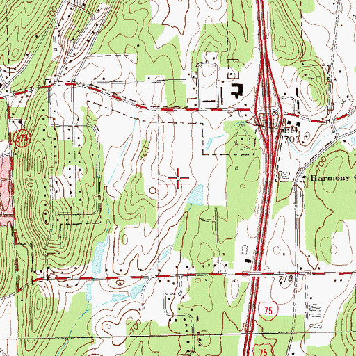 Topographic Map of Calhoun Fire Department Station 3, GA