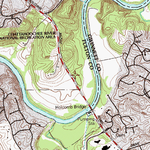 Topographic Map of Roswell Fire Department Station 7, GA