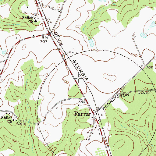Topographic Map of Jasper County Emergency Services Station 7 Farrar, GA
