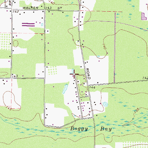 Topographic Map of Ware County Fire Rescue Station 5 Boggy Bay, GA