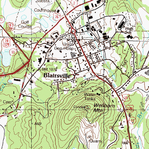 Topographic Map of Union County Fire Department Station 10, GA