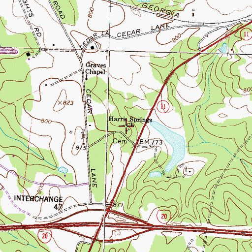 Topographic Map of Newton County Fire Service Station 15, GA