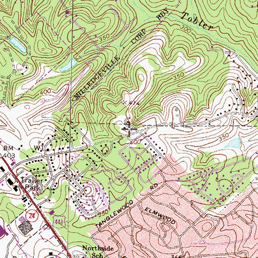 Topographic Map of Milledgeville Fire Department Station 2, GA