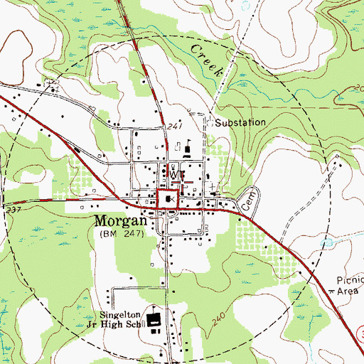 Topographic Map of Morgan Volunteer Fire Department, GA